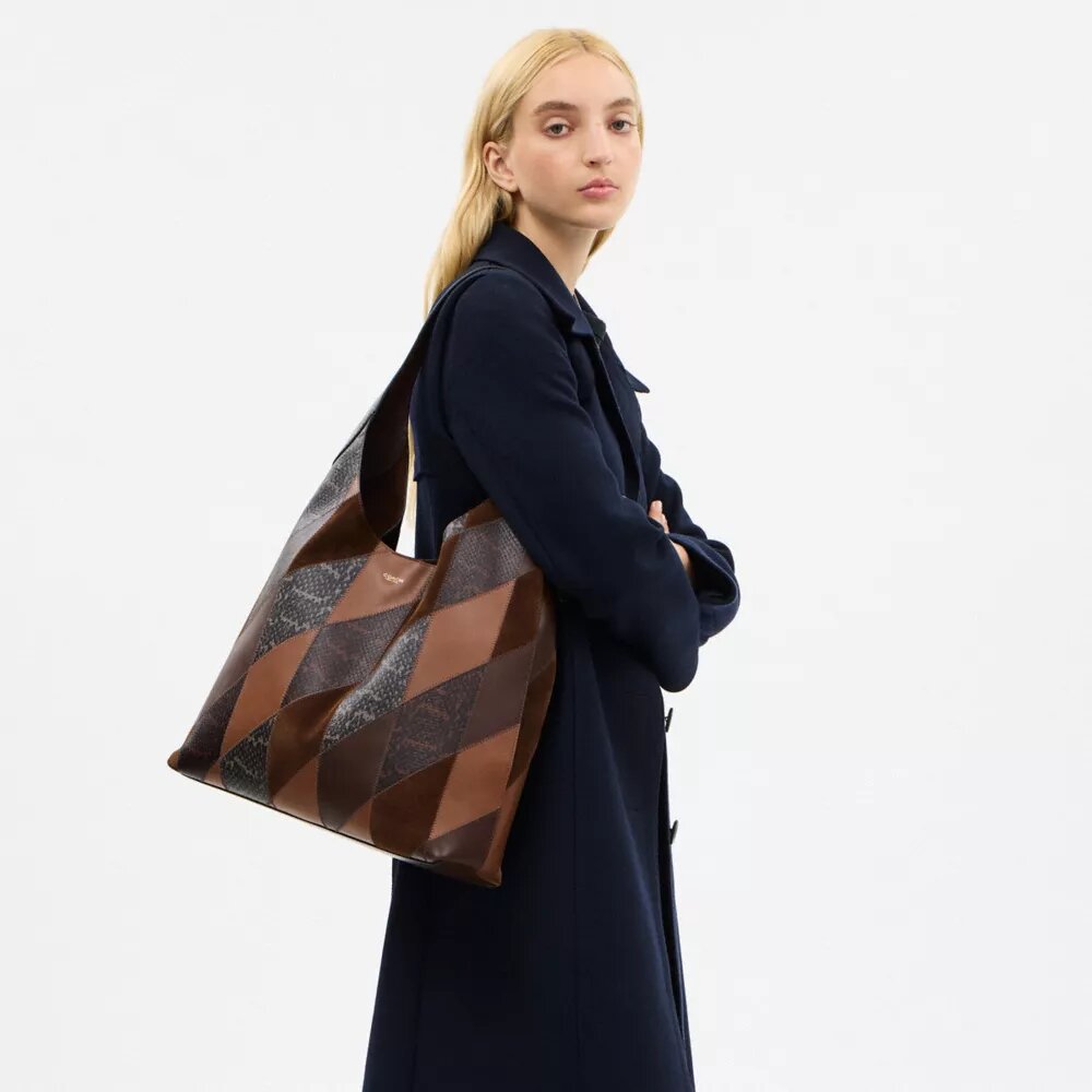 Sacs porté épaule Brooklyn 39 avec patchwork en peau de serpent