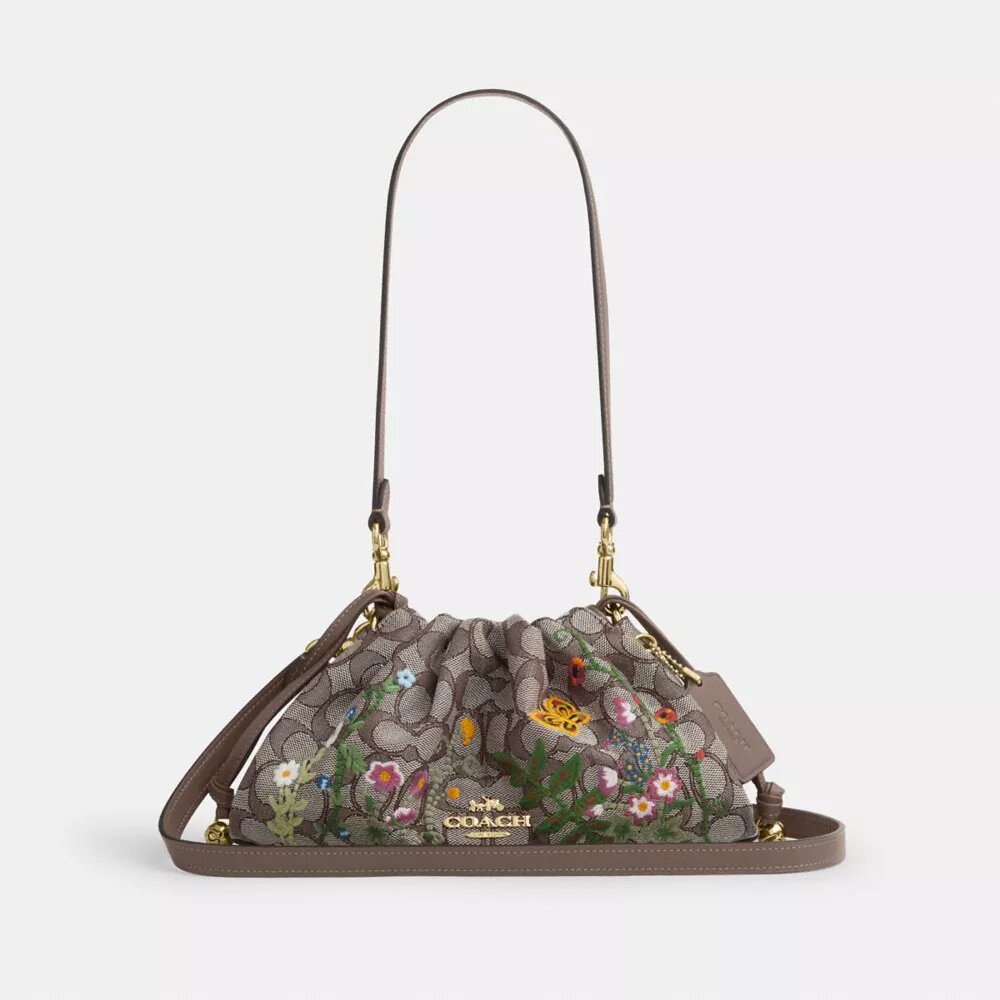 Sacs porté épaule Faye en jacquard emblématique avec broderie florale