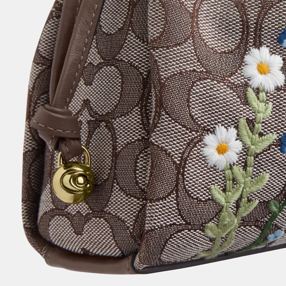 Sacs porté épaule Faye en jacquard emblématique avec broderie florale