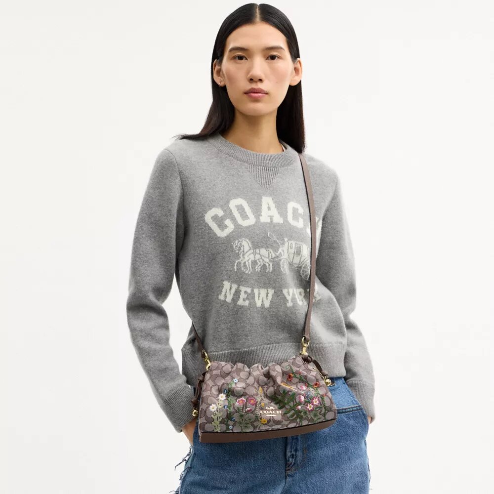 Sacs porté épaule Faye en jacquard emblématique avec broderie florale