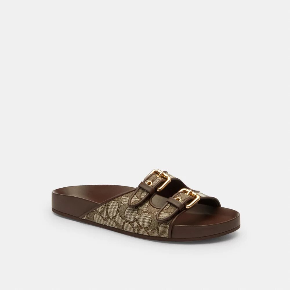 Sandales à deux lanières et boucle en jacquard emblématique