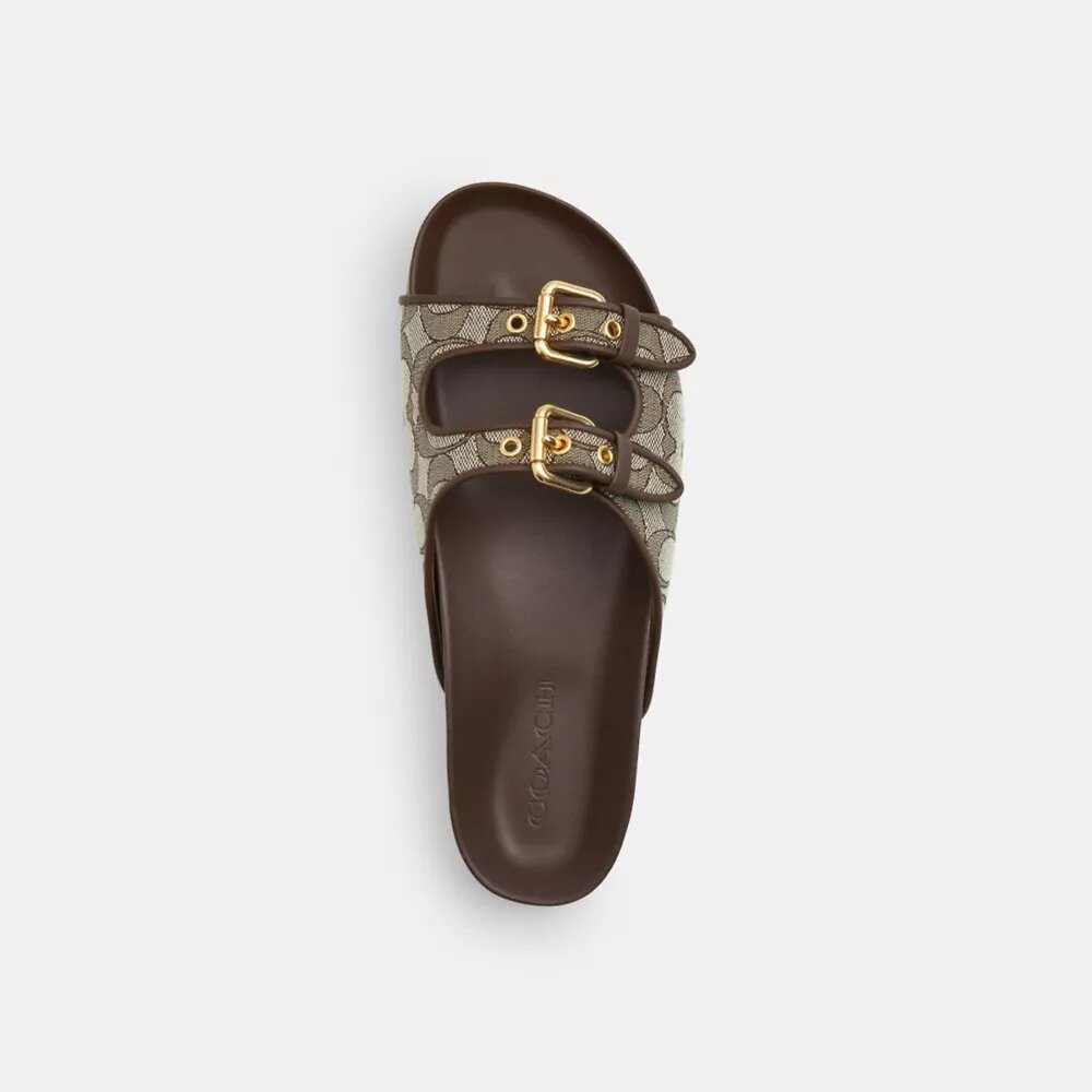 Sandales à deux lanières et boucle en jacquard emblématique