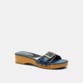 Sandales en bois Margot avec patchwork en denim emblématique