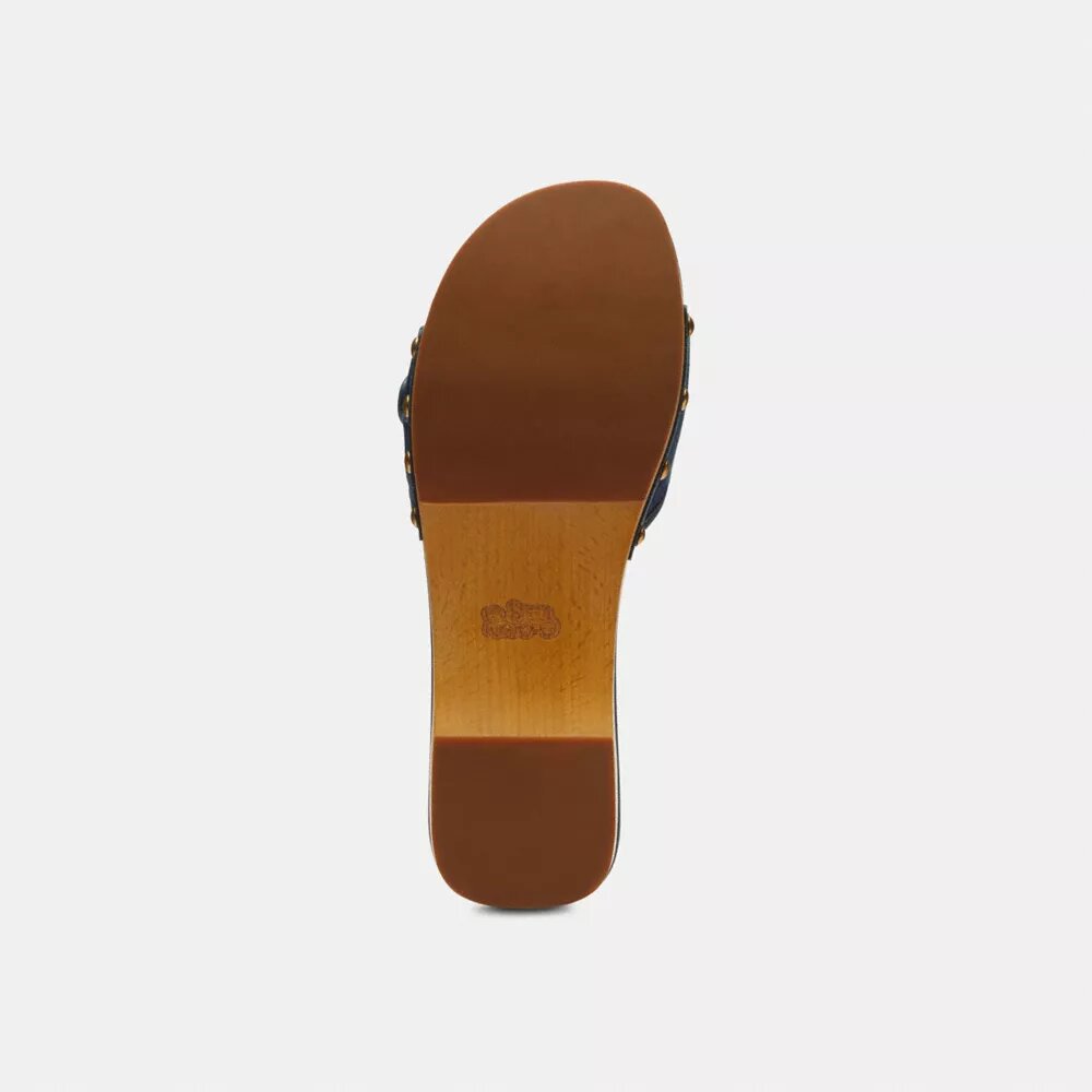 Sandales en bois Margot avec patchwork en denim emblématique