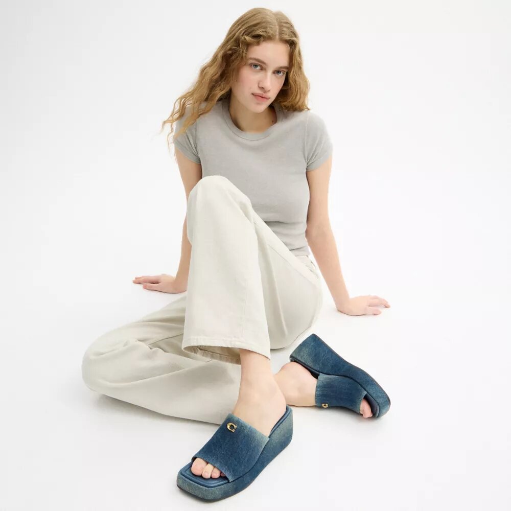 Sandales à plateforme Marie en denim « Loved »