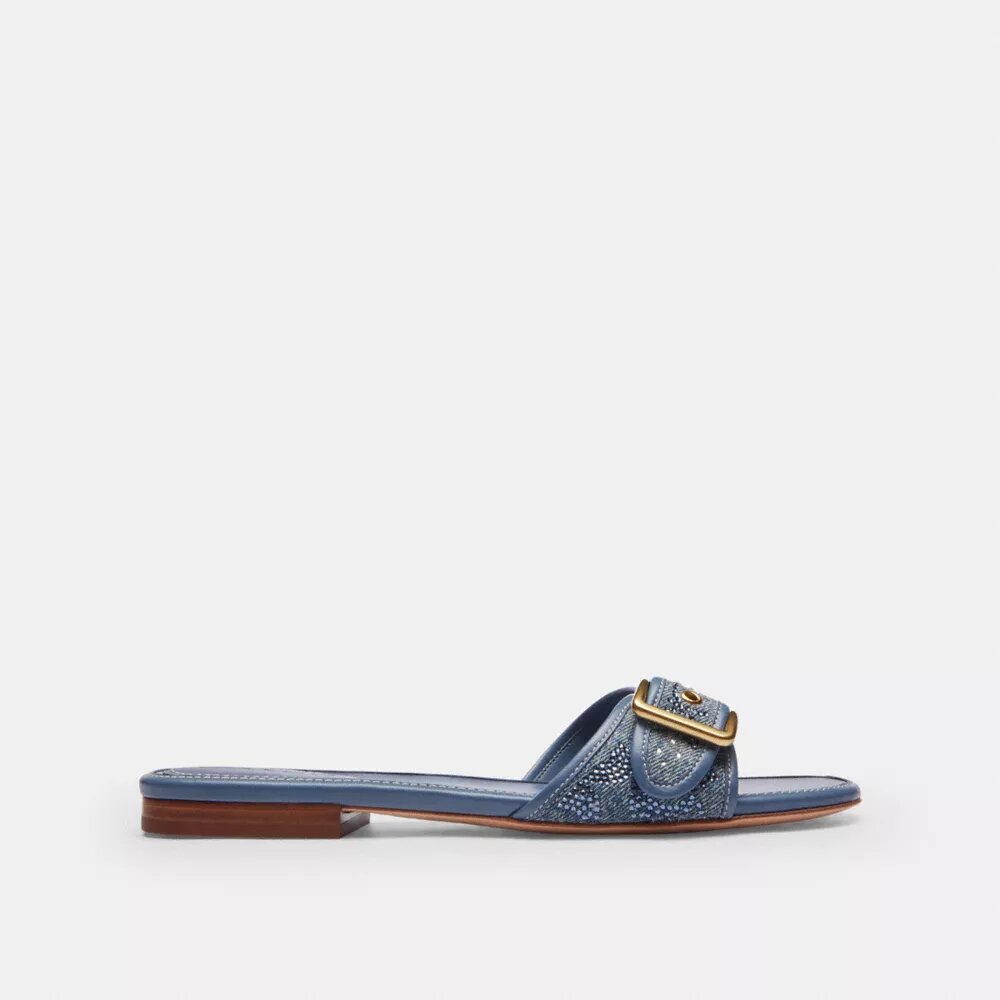 Sandales plates Margot en denim signature pailleté