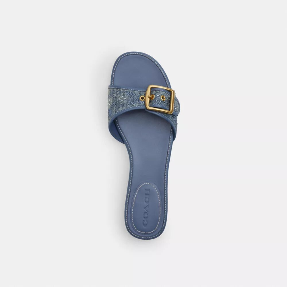 Sandales plates Margot en denim signature pailleté