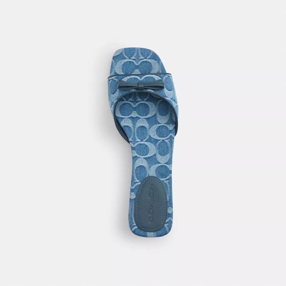 Sandales à talons bobine avec nœud en denim emblématique