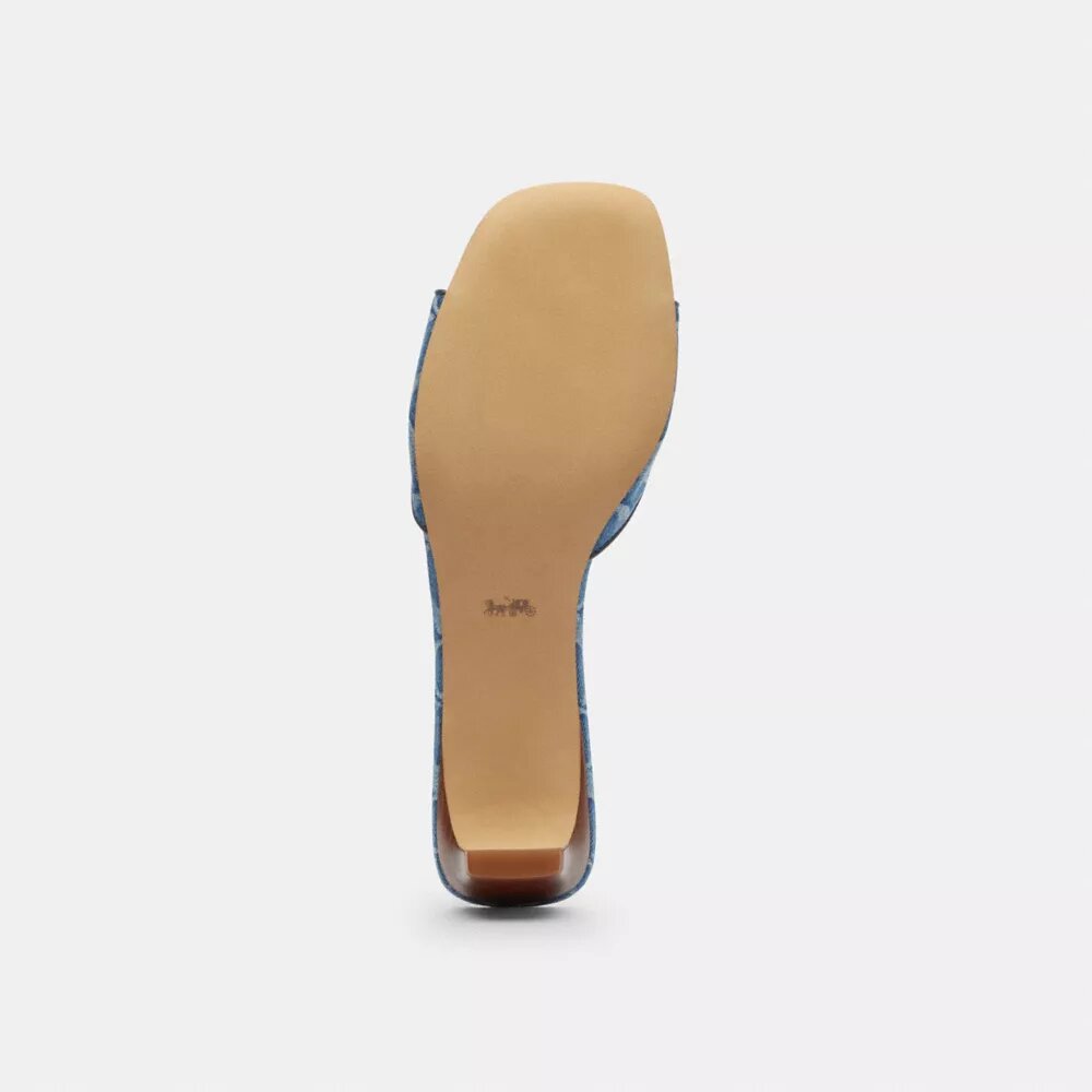 Sandales à talons bobine avec nœud en denim emblématique