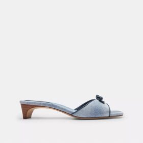 Sandales à talons bobine et nœud en denim « Loved »