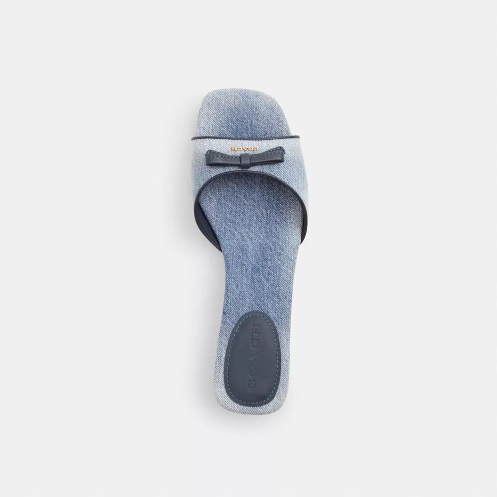 Sandales à talons bobine et nœud en denim « Loved »