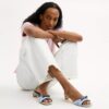 Sandales à talons bobine et nœud en denim « Loved »