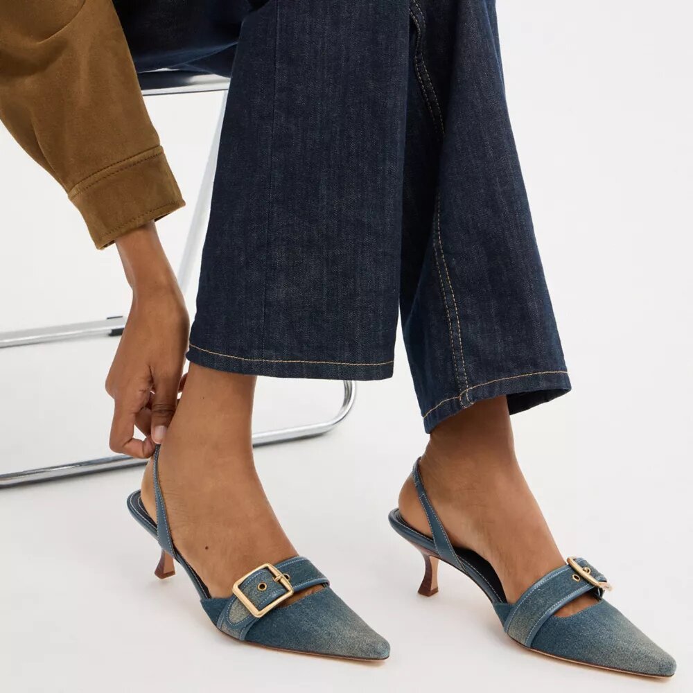 Slingbacks Margot à bride arrière en denim « Loved »