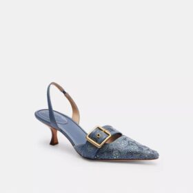 Slingbacks Margot à bride arrière en denim Signature Crystal