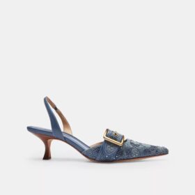 Slingbacks Margot à bride arrière en denim Signature Crystal