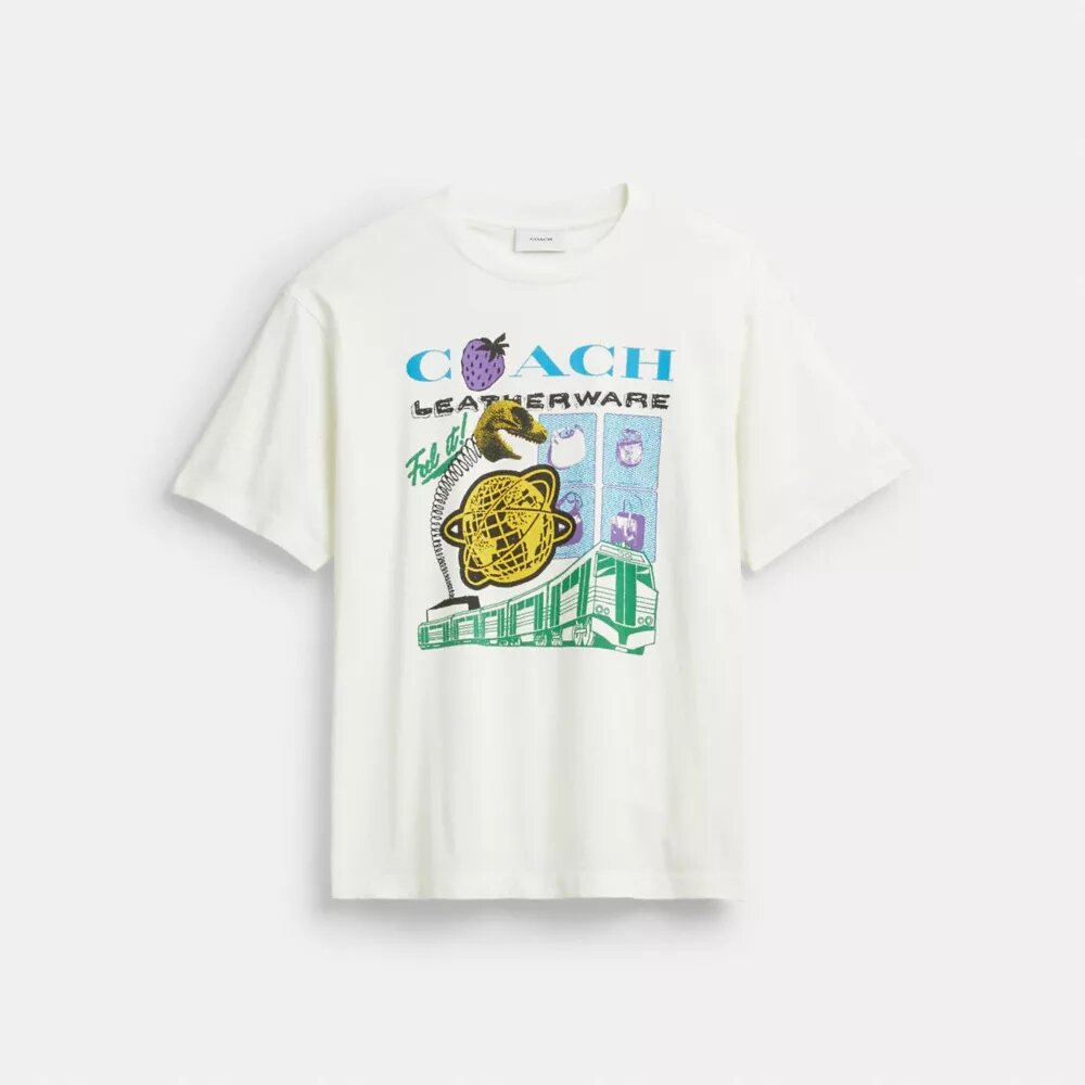 T-shirt ample « Collage Train » en coton biologique