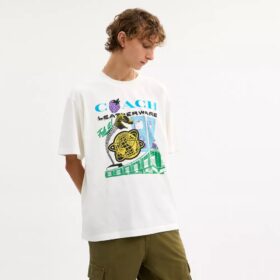 T-shirt ample « Collage Train » en coton biologique