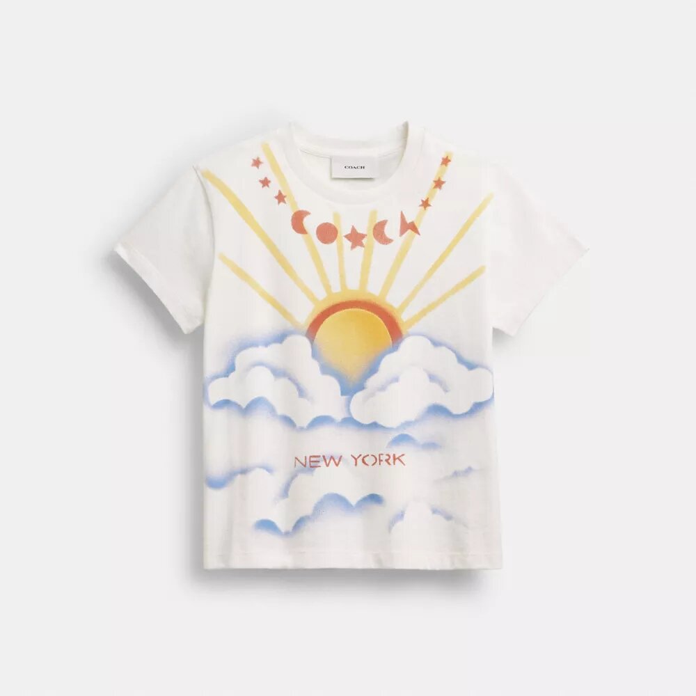 T-shirt coupe années 90 avec motif « Airbrush » en Coton bio