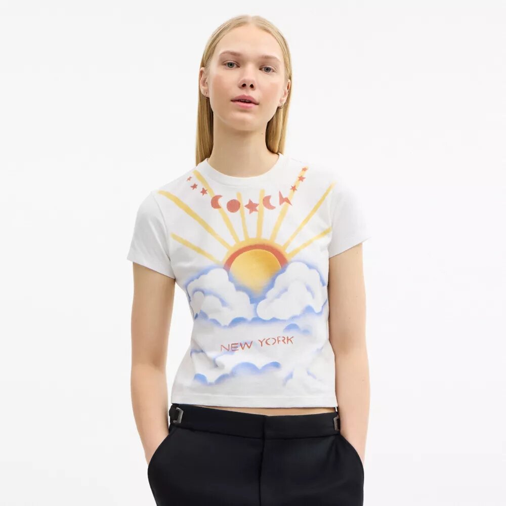 T-shirt coupe années 90 avec motif « Airbrush » en Coton bio