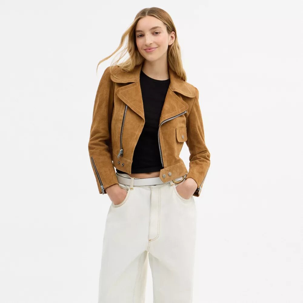 Veste asymétrique en daim