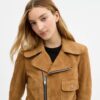 Veste asymétrique en daim