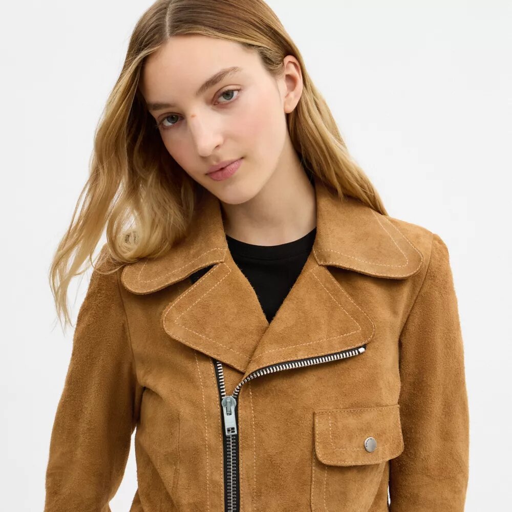 Veste asymétrique en daim