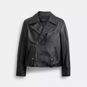 Veste de motard en cuir rétréci