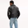 Veste de motard en cuir rétréci
