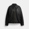 Veste en cuir oversize avec plaque « Heritage C »