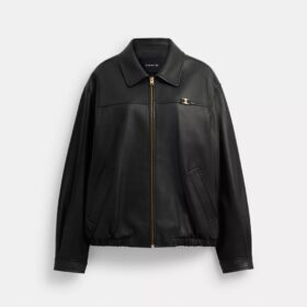 Veste en cuir oversize avec plaque « Heritage C »