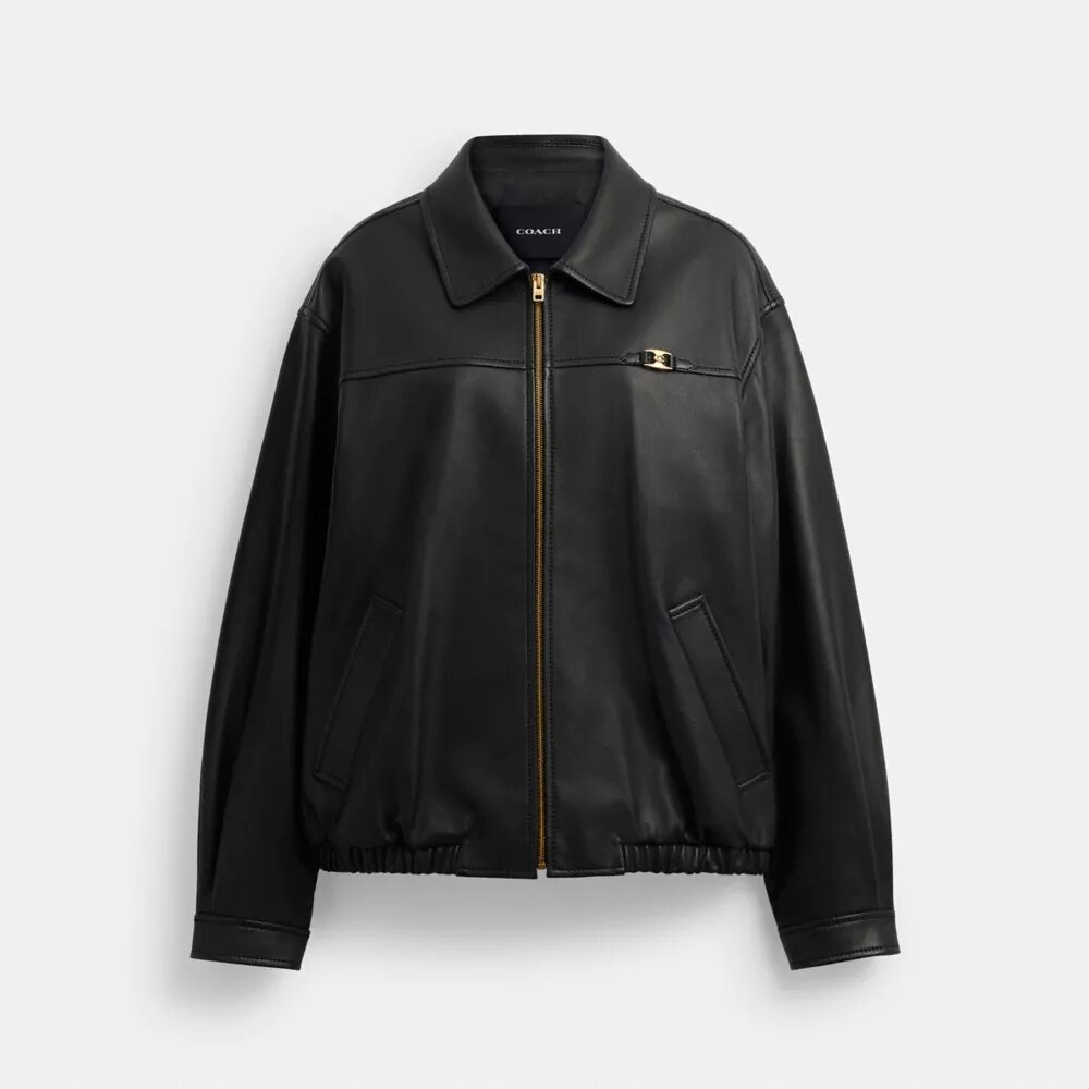 Veste en cuir oversize avec plaque « Heritage C »