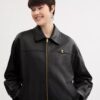 Veste en cuir oversize avec plaque « Heritage C »