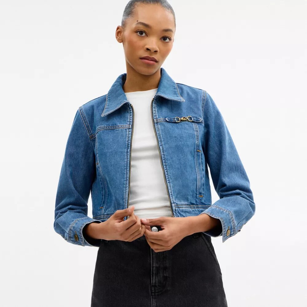 Veste en denim rétréci « Sculpted C » en coton biologique