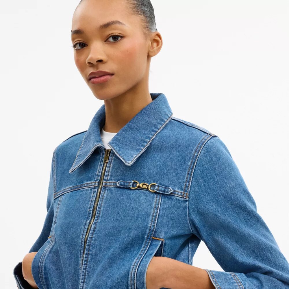 Veste en denim rétréci « Sculpted C » en coton biologique