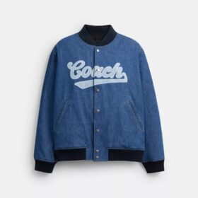 Veste universitaire en denim de coton biologique